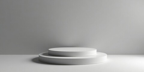 Fototapete - Minimalist white display podium on a neutral background for product showcasing