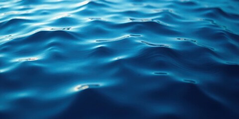 Poster - Serene Blue Water Surface Texture Gentle Undulations and Glimmering Reflections