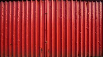 Leinwandbilder - Vibrant Red Corrugated Metal Wall Texture Ideal for Backgrounds and Design Projects