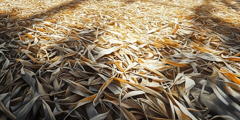 Wall Mural - Dried leaves, autumn, sunlight, ground, nature background