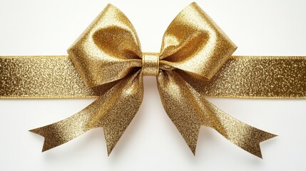 Poster - Gold bow with large decorative bow on top for gift wrapping and celebration decorations valentine day