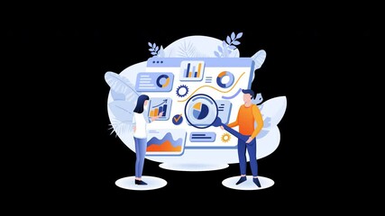 Poster - A diverse pair of professionals analyzing data on a digital screen, featuring modern graphics and analytics.