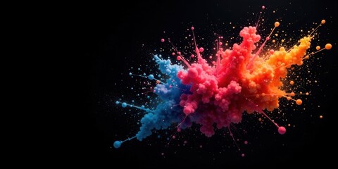 Poster - Vibrant Color Explosion A Dynamic Abstract Image Featuring a Burst of Blue, Red, and Orange Paint
