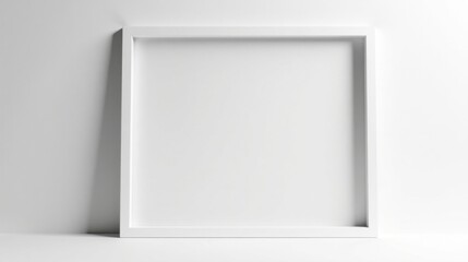 Poster - A simple white square frame against a minimalist white wall background, perfect for mockups and design projects.
