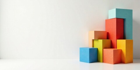 Poster - Colorful Abstract Geometric Cube Arrangement on White Background
