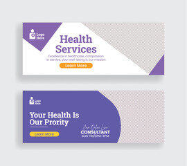 Medical Healthcare horizontal banner ads template, modern social media cover header template for Dentist Healthcare and nursing care web banner, Medical Healthcare social media website banner design