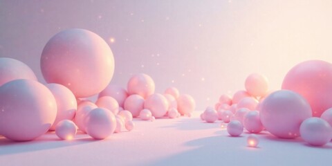 Poster - Pastel Pink Spheres Illuminated by Soft Light Glowing Gently in a Dreamy Setting