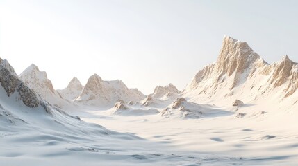 Wall Mural - sunlit snowy mountain range landscape.