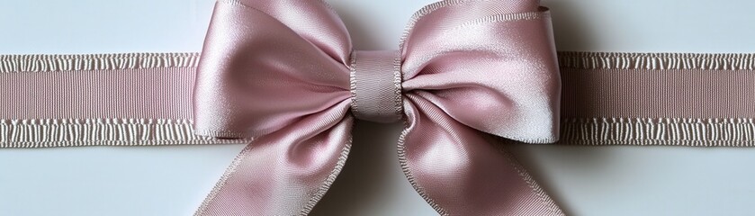 Wall Mural - Pink bow with white stripe on a neutral background for decorative use or gift wrapping valentine day