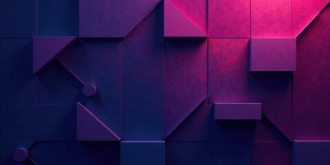 Aufkleber - Abstract Geometric Purple and Indigo Wall Texture with Varied Shapes and Shadows