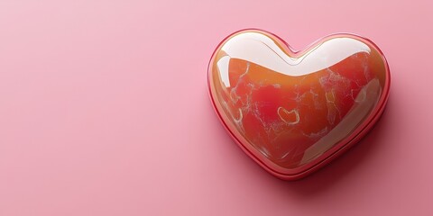Poster - Heart shaped box on a pink background with simple design and soft colors valentine day