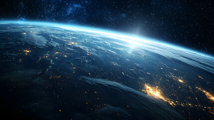 Wall Mural - planet earth viewed from space at night�3d render