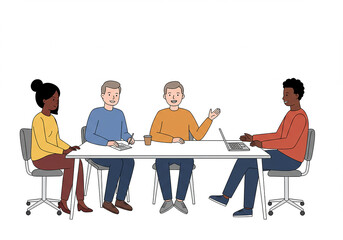 Wall Mural - Diverse Team Meeting Businesspeople Collaborating Around Table Laptop Documents