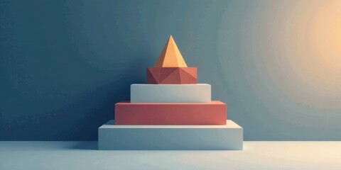 Poster - Abstract Geometric Shapes on a Three-Tiered Display Platform