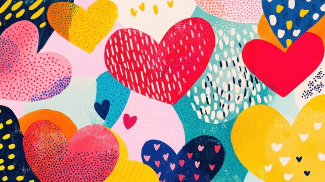 fun and flirty Valentines Day card with quirky heart shapes, vibrant colors, and playful patterns, perfect for sending lighthearted love.