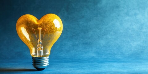 Poster - Heart shaped light bulb glowing softly in a darkened room creating a romantic ambiance valentine day