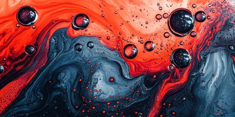Poster - Painting with many drops of red and blue paint