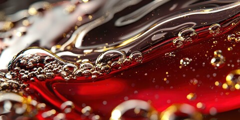 Poster - Close up of a red liquid with bubbles