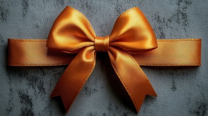 Poster - Gold bow placed on a smooth gray surface for decorative and gift wrapping purposes valentine day