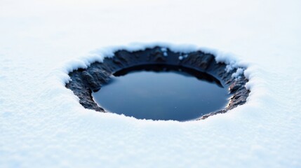 Aufkleber - Winter's Embrace A Dark Pool of Water Surrounded by Pristine Snow