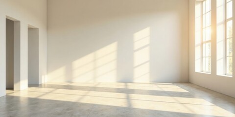 Poster - Sunlit Empty Room with Minimalist Design and Large Windows