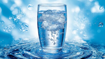Aufkleber - Crystal-clear glass of water with sparkling bubbles, symbolizing refreshment, purity, hydration, health, and the essential, clean vitality of nature’s most fundamental drink, Generative AI