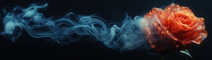 Poster - Rose with swirling smoke creating an ethereal and mysterious atmosphere around the flower valentine day