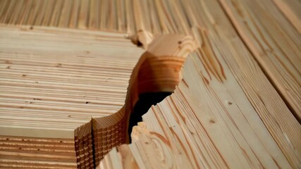 Aufkleber - Cross laminated timber panel displaying intricate layered structure, showcasing precision engineering and sustainable wood construction through detailed close up view