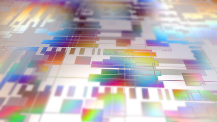 Poster - Macro silicon semiconductor wafer abstract background, bokeh effect, horizontal composition. Hi-Tech background for graphic design.