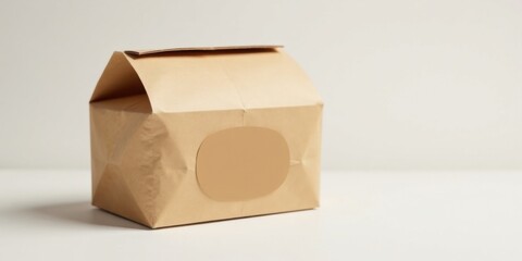 Poster - Kraft Paper Bag Mockup with Blank Label for Branding and Packaging Design