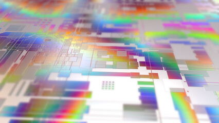 Poster - Macro silicon semiconductor wafer abstract background, bokeh effect, horizontal composition. Hi-Tech background for graphic design.