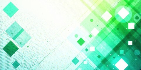 Poster - Abstract Green and White Geometric Design with Overlapping Shapes and Subtle Texture