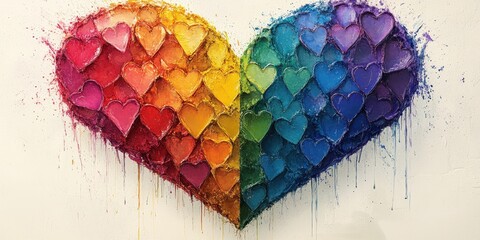 Aufkleber - Colorful heart shape created with vibrant paint on a white canvas background valentine day