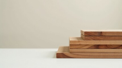 Aufkleber - Stack of Light Brown Wooden Boards on White Surface