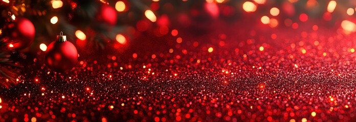 Poster - Red background with numerous small lights creating a vibrant decorative effect for artistic purposes valentine day
