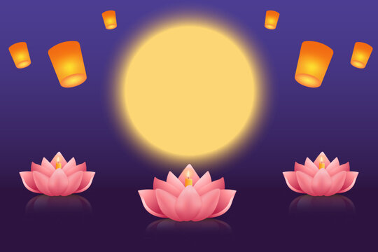 Vesak Day creative concept for postcard or banner. Vesak Day is a holy day for Buddhists