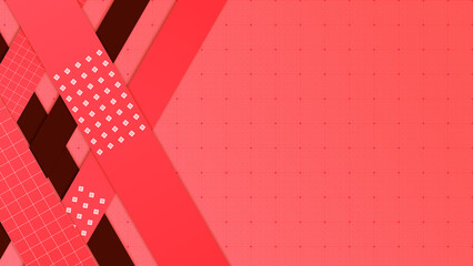 Poster - Red and gray shapes at the left of a dot grid gradient abstract background, horizontal composition. Event and banner abstract background.
