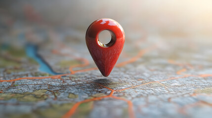 Wall Mural - a red pin-point map symbol indicating a specific location.