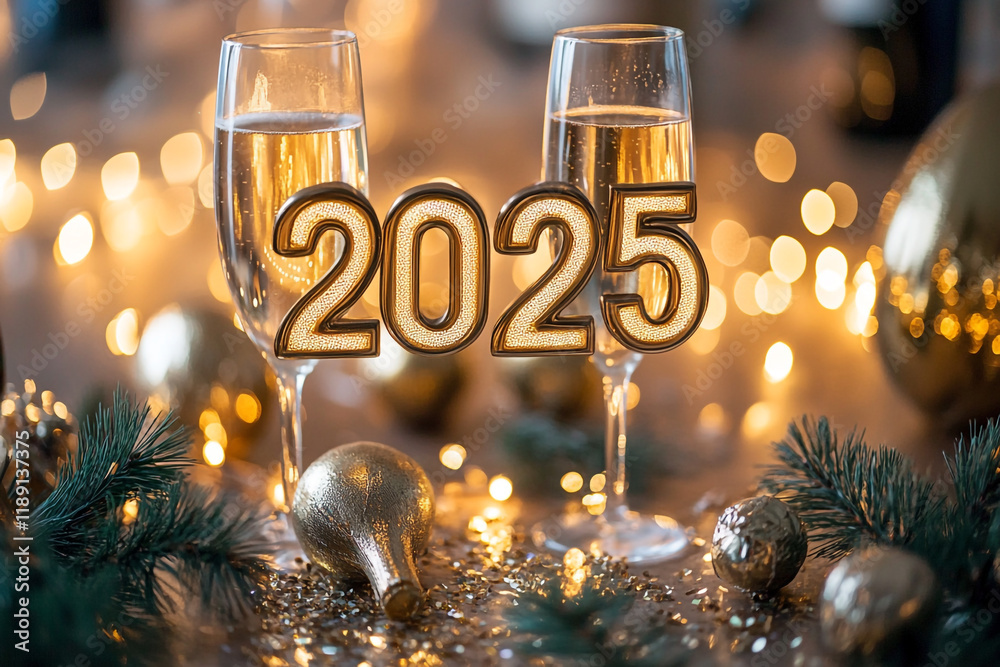 Celebrating the New Year 2025 with Sparkling Champagne Stock ...
