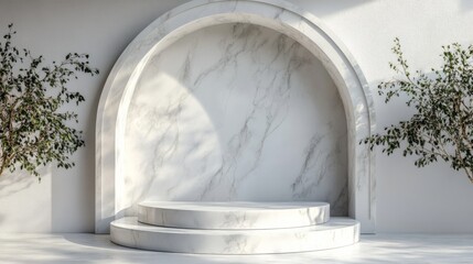 Wall Mural - Minimalist Marble Arch with Pedestal