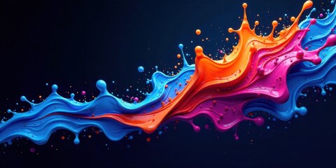 Aufkleber - Dynamic Swirling Vibrant Hues of Blue, Orange, and Pink Paint Splashes