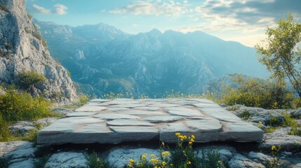 Wall Mural - Mountain View Stone Platform