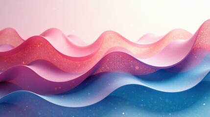 Poster - Abstract Pink and Blue Wave Forms with Subtle Sparkle