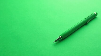 Leinwandbilder - A Vibrant Green Pen on a Matching Background, Ready for Note-Taking
