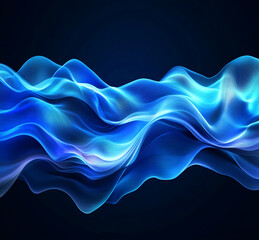 Poster - Abstract flowing blue wave design with luminous effect on dark background