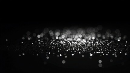 Poster - Black Background with Sparkling Silver Glitter and Bokeh Lights