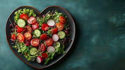 Sticker - Heart-shaped salad featuring fresh vegetables in a vibrant presentation