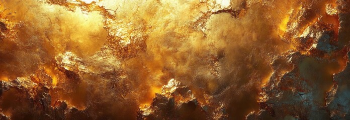 Poster - Abstract painting featuring a gold and black background with textured layers and dynamic patterns valentine day