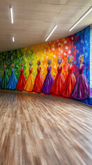 Wall Mural - A Mural Of Traditional Dress Celebrating Diversity During Ramadan Tailored For Smartphone Wallpaper