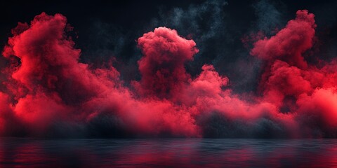 Poster - Red cloud formation in a blue sky during sunset with soft light and dramatic colors valentine day